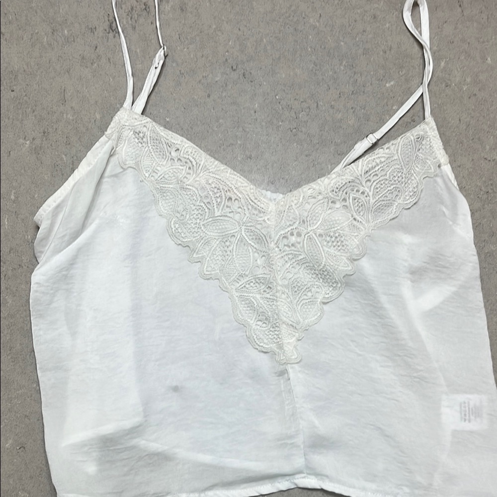 White Lace Trim Cami Top